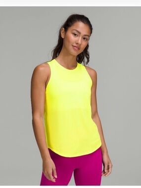 lululemon athletica High Neck Run and Train Neon Yellow Sleeveless Active Tank
